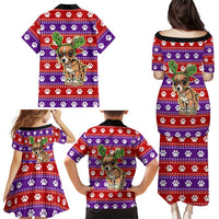 Chihuahua Christmas Family Matching Puletasi and Hawaiian Shirt with I’m Not a Chihuahua I’m a Baby Quote and Red Purple Christmas Pattern - Wonder Print Shop