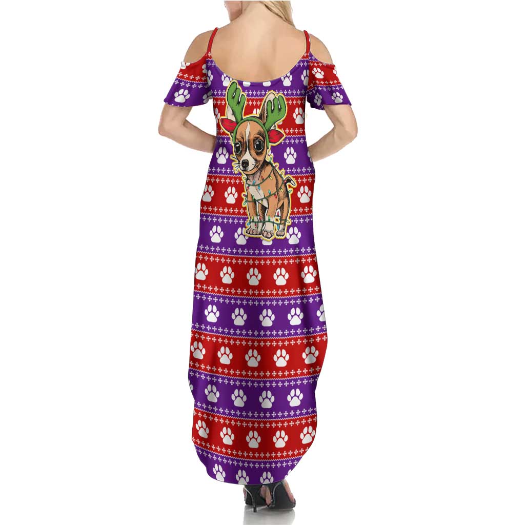 Chihuahua Christmas Family Matching Summer Maxi Dress and Hawaiian Shirt with I’m Not a Chihuahua I’m a Baby Quote and Red Purple Christmas Pattern - Wonder Print Shop