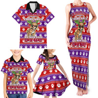 Chihuahua Christmas Family Matching Tank Maxi Dress and Hawaiian Shirt with I’m Not a Chihuahua I’m a Baby Quote and Red Purple Christmas Pattern - Wonder Print Shop