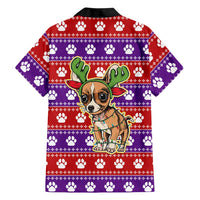 Chihuahua Christmas Family Matching Tank Maxi Dress and Hawaiian Shirt with I’m Not a Chihuahua I’m a Baby Quote and Red Purple Christmas Pattern - Wonder Print Shop