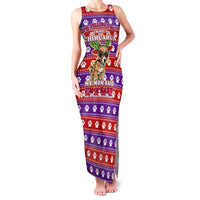 Chihuahua Christmas Family Matching Tank Maxi Dress and Hawaiian Shirt with I’m Not a Chihuahua I’m a Baby Quote and Red Purple Christmas Pattern - Wonder Print Shop
