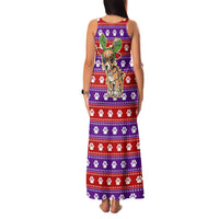 Chihuahua Christmas Family Matching Tank Maxi Dress and Hawaiian Shirt with I’m Not a Chihuahua I’m a Baby Quote and Red Purple Christmas Pattern - Wonder Print Shop