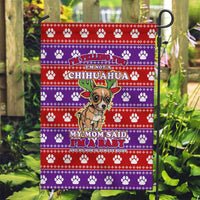 Chihuahua Christmas Garden Flag with I’m Not a Chihuahua I’m a Baby Quote and Red Purple Christmas Pattern - Wonder Print Shop