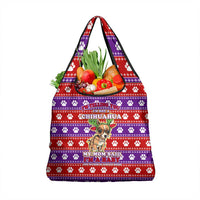 Chihuahua Christmas Grocery Bag with I’m Not a Chihuahua I’m a Baby Quote and Red Purple Christmas Pattern - Wonder Print Shop