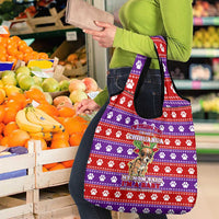 Chihuahua Christmas Grocery Bag with I’m Not a Chihuahua I’m a Baby Quote and Red Purple Christmas Pattern - Wonder Print Shop