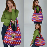 Chihuahua Christmas Grocery Bag with I’m Not a Chihuahua I’m a Baby Quote and Red Purple Christmas Pattern - Wonder Print Shop