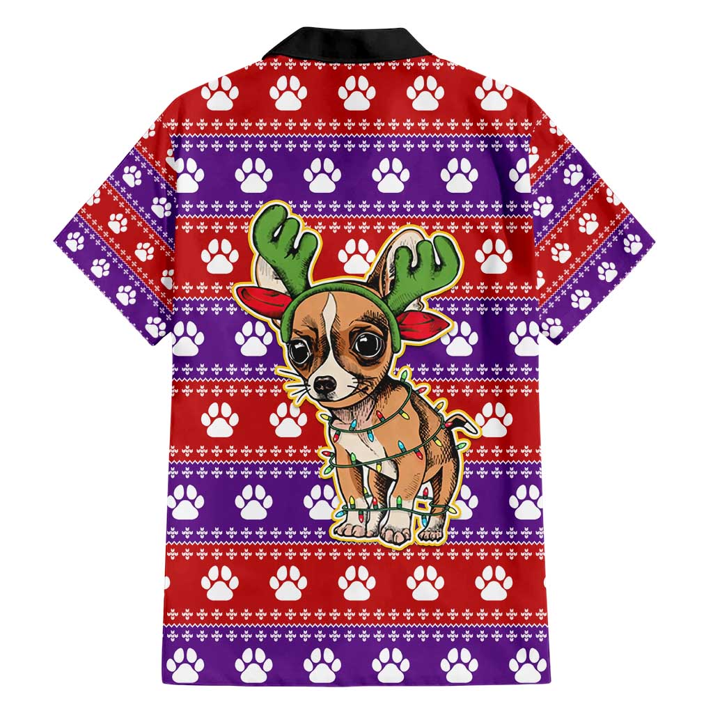 Chihuahua Christmas Hawaiian Shirt with I’m Not a Chihuahua I’m a Baby Quote and Red Purple Christmas Pattern - Wonder Print Shop