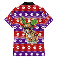 Chihuahua Christmas Hawaiian Shirt with I’m Not a Chihuahua I’m a Baby Quote and Red Purple Christmas Pattern - Wonder Print Shop