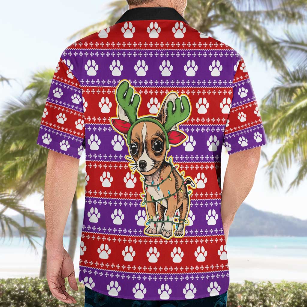 Chihuahua Christmas Hawaiian Shirt with I’m Not a Chihuahua I’m a Baby Quote and Red Purple Christmas Pattern - Wonder Print Shop