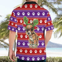 Chihuahua Christmas Hawaiian Shirt with I’m Not a Chihuahua I’m a Baby Quote and Red Purple Christmas Pattern - Wonder Print Shop
