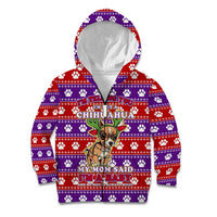 Chihuahua Christmas Kid Hoodie with I’m Not a Chihuahua I’m a Baby Quote and Red Purple Christmas Pattern - Wonder Print Shop