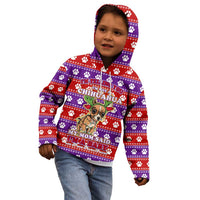 Chihuahua Christmas Kid Hoodie with I’m Not a Chihuahua I’m a Baby Quote and Red Purple Christmas Pattern - Wonder Print Shop