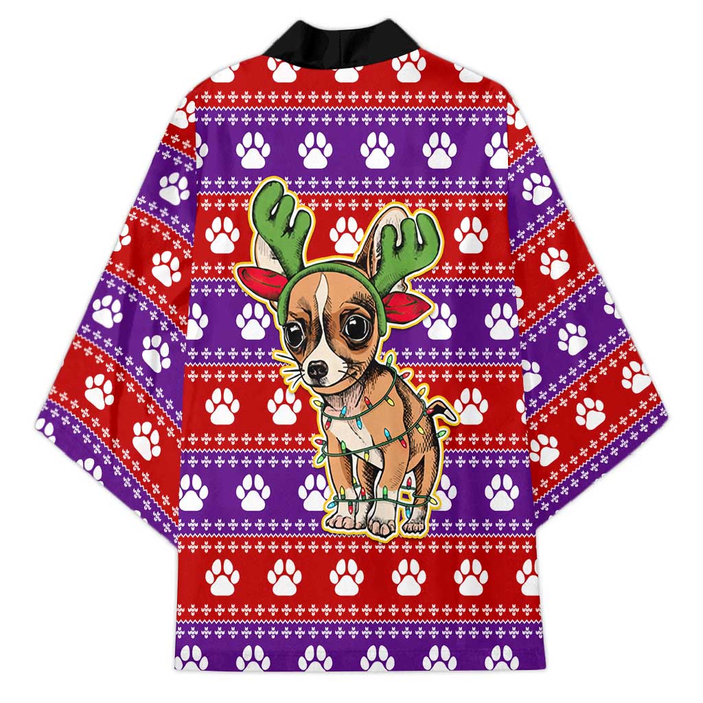 Chihuahua Christmas Kimono with I’m Not a Chihuahua I’m a Baby Quote and Red Purple Christmas Pattern - Wonder Print Shop