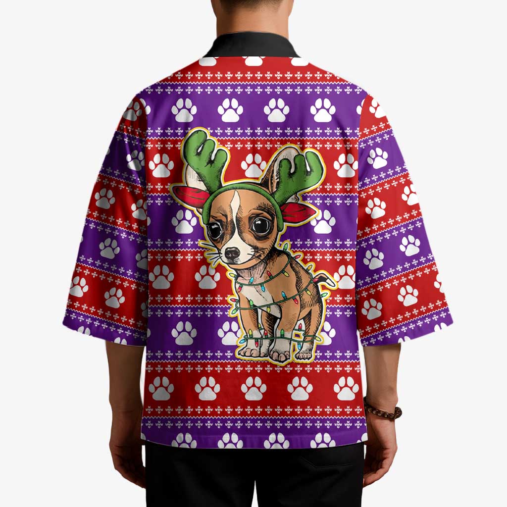 Chihuahua Christmas Kimono with I’m Not a Chihuahua I’m a Baby Quote and Red Purple Christmas Pattern - Wonder Print Shop