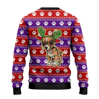Chihuahua Christmas Ugly Christmas Sweater with I’m Not a Chihuahua I’m a Baby Quote and Red Purple Christmas Pattern - Wonder Print Shop