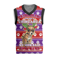 Chihuahua Christmas Knitted V-Neck Vest with I’m Not a Chihuahua I’m a Baby Quote and Red Purple Christmas Pattern - Wonder Print Shop