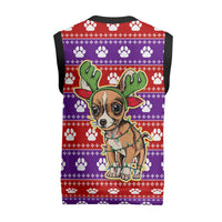 Chihuahua Christmas Knitted V-Neck Vest with I’m Not a Chihuahua I’m a Baby Quote and Red Purple Christmas Pattern - Wonder Print Shop