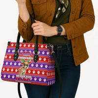 Chihuahua Christmas Leather Bag with I’m Not a Chihuahua I’m a Baby Quote and Red Purple Christmas Pattern - Wonder Print Shop