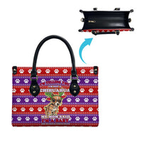 Chihuahua Christmas Leather Bag with I’m Not a Chihuahua I’m a Baby Quote and Red Purple Christmas Pattern - Wonder Print Shop