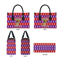 Chihuahua Christmas Leather Bag with I’m Not a Chihuahua I’m a Baby Quote and Red Purple Christmas Pattern - Wonder Print Shop