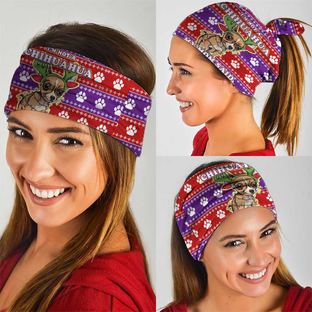 Chihuahua Christmas Neck Gaiter with I’m Not a Chihuahua I’m a Baby Quote and Red Purple Christmas Pattern - Wonder Print Shop