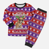 Chihuahua Christmas Pajama Set with I’m Not a Chihuahua I’m a Baby Quote and Red Purple Christmas Pattern - Wonder Print Shop