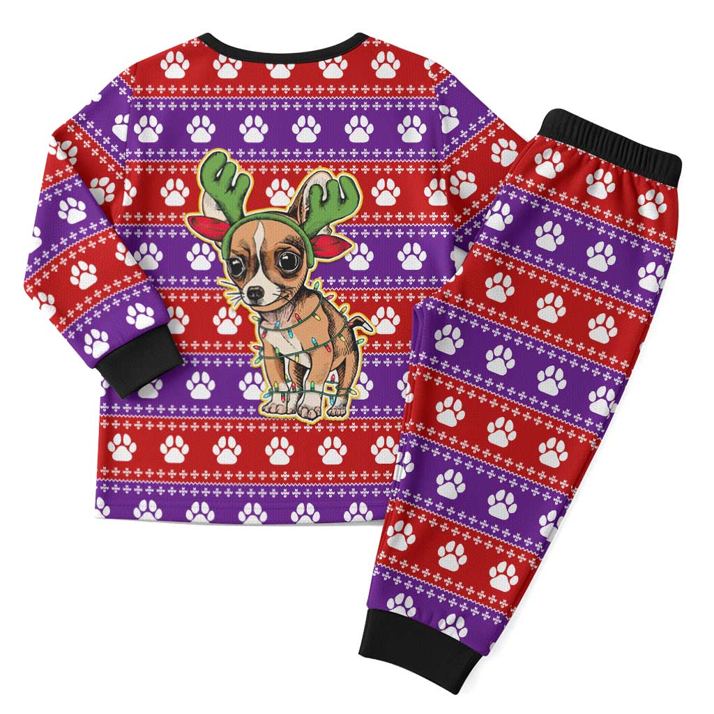 Chihuahua Christmas Pajama Set with I’m Not a Chihuahua I’m a Baby Quote and Red Purple Christmas Pattern - Wonder Print Shop