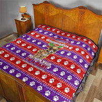 Chihuahua Christmas Quilt with I’m Not a Chihuahua I’m a Baby Quote and Red Purple Christmas Pattern - undefined