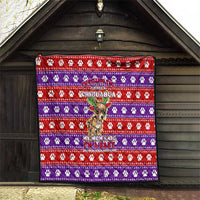 Chihuahua Christmas Quilt with I’m Not a Chihuahua I’m a Baby Quote and Red Purple Christmas Pattern - undefined