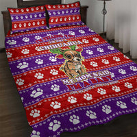 Chihuahua Christmas Quilt Bed Set with I’m Not a Chihuahua I’m a Baby Quote and Red Purple Christmas Pattern - Wonder Print Shop