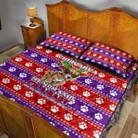 Chihuahua Christmas Quilt Bed Set with I’m Not a Chihuahua I’m a Baby Quote and Red Purple Christmas Pattern - Wonder Print Shop