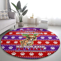 Chihuahua Christmas Round Carpet with I’m Not a Chihuahua I’m a Baby Quote and Red Purple Christmas Pattern - Wonder Print Shop