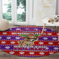 Chihuahua Christmas Round Carpet with I’m Not a Chihuahua I’m a Baby Quote and Red Purple Christmas Pattern - Wonder Print Shop