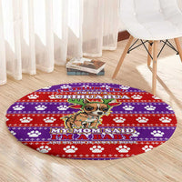 Chihuahua Christmas Round Carpet with I’m Not a Chihuahua I’m a Baby Quote and Red Purple Christmas Pattern - Wonder Print Shop