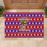 Chihuahua Christmas Rubber Doormat with I’m Not a Chihuahua I’m a Baby Quote and Red Purple Christmas Pattern - Wonder Print Shop