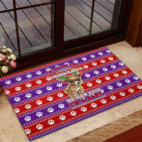 Chihuahua Christmas Rubber Doormat with I’m Not a Chihuahua I’m a Baby Quote and Red Purple Christmas Pattern - Wonder Print Shop