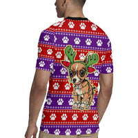 Chihuahua Christmas Rugby Jersey with I’m Not a Chihuahua I’m a Baby Quote and Red Purple Christmas Pattern - Wonder Print Shop