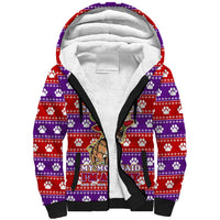 Chihuahua Christmas Sherpa Hoodie with I’m Not a Chihuahua I’m a Baby Quote and Red Purple Christmas Pattern - Wonder Print Shop