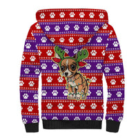 Chihuahua Christmas Sherpa Hoodie with I’m Not a Chihuahua I’m a Baby Quote and Red Purple Christmas Pattern - Wonder Print Shop