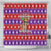 Chihuahua Christmas Shower Curtain with I’m Not a Chihuahua I’m a Baby Quote and Red Purple Christmas Pattern - Wonder Print Shop
