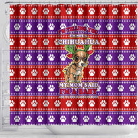 Chihuahua Christmas Shower Curtain with I’m Not a Chihuahua I’m a Baby Quote and Red Purple Christmas Pattern - Wonder Print Shop