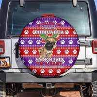 Chihuahua Christmas Spare Tire Cover with I’m Not a Chihuahua I’m a Baby Quote and Red Purple Christmas Pattern - Wonder Print Shop