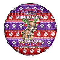 Chihuahua Christmas Spare Tire Cover with I’m Not a Chihuahua I’m a Baby Quote and Red Purple Christmas Pattern - Wonder Print Shop