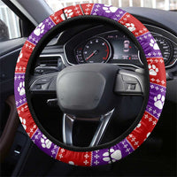 Chihuahua Christmas Steering Wheel Cover with I’m Not a Chihuahua I’m a Baby Quote and Red Purple Christmas Pattern - undefined
