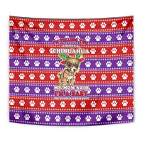 Chihuahua Christmas Tapestry with I’m Not a Chihuahua I’m a Baby Quote and Red Purple Christmas Pattern - Wonder Print Shop