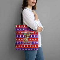 Chihuahua Christmas Tote Bag with I’m Not a Chihuahua I’m a Baby Quote and Red Purple Christmas Pattern - Wonder Print Shop