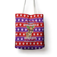 Chihuahua Christmas Tote Bag with I’m Not a Chihuahua I’m a Baby Quote and Red Purple Christmas Pattern - Wonder Print Shop