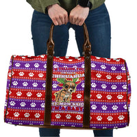 Chihuahua Christmas Travel Bag with I’m Not a Chihuahua I’m a Baby Quote and Red Purple Christmas Pattern - Wonder Print Shop