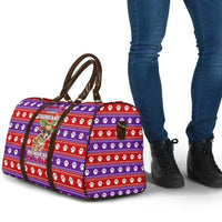 Chihuahua Christmas Travel Bag with I’m Not a Chihuahua I’m a Baby Quote and Red Purple Christmas Pattern - Wonder Print Shop