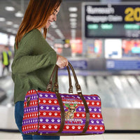 Chihuahua Christmas Travel Bag with I’m Not a Chihuahua I’m a Baby Quote and Red Purple Christmas Pattern - Wonder Print Shop